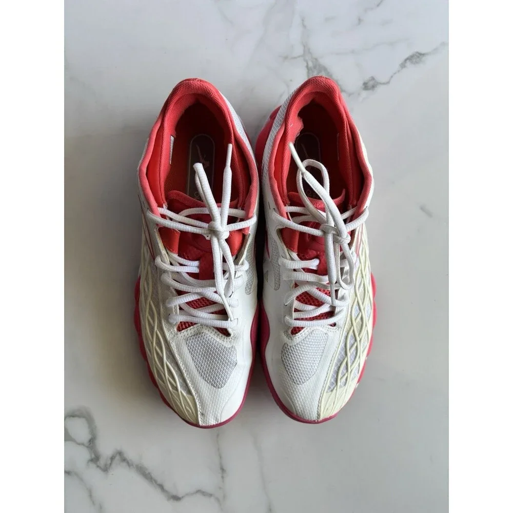 Mizuno Wave Enforce Tour AC Tennis Shoes Womens Size 9 White Coral Red Sneakers